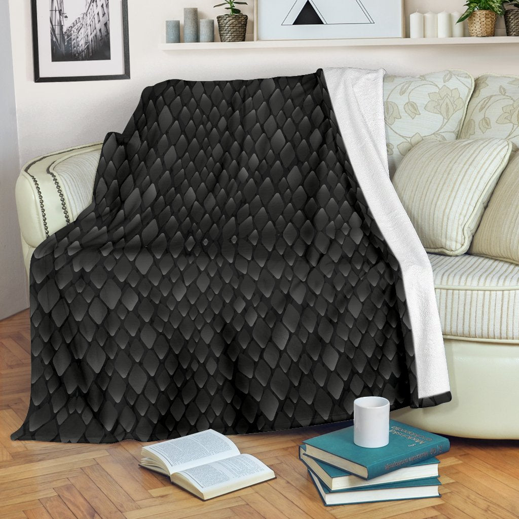 Snake Skin Black Print Fleece Blanket