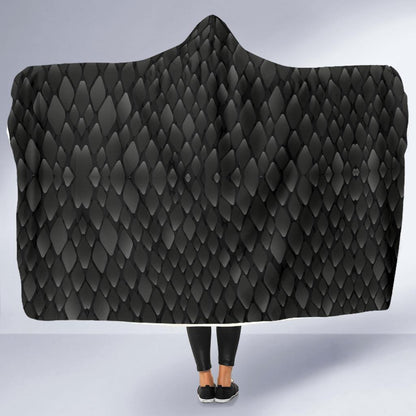Snake Skin Black Print Hooded Blanket-JTAMIGO.COM