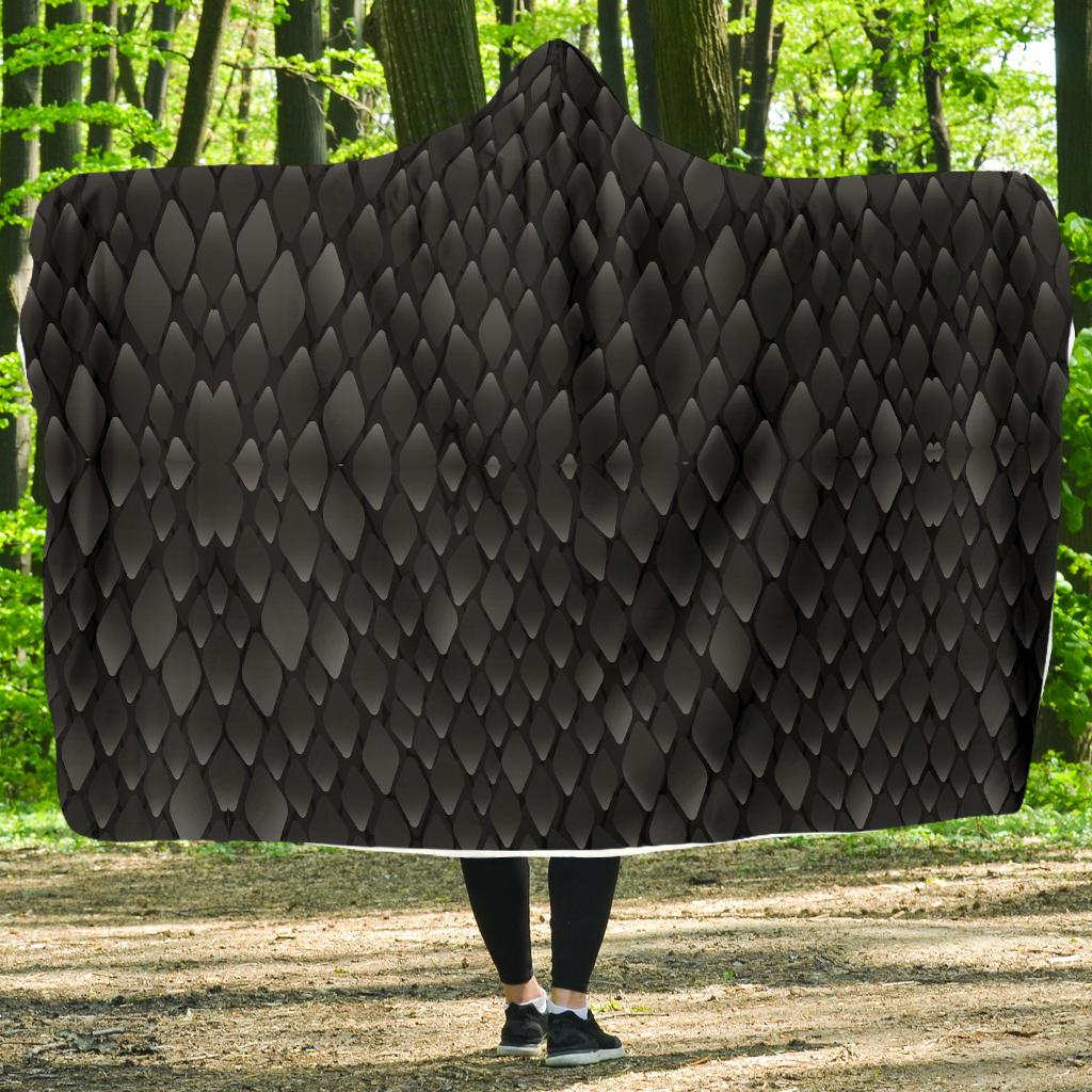 Snake Skin Black Print Hooded Blanket-JTAMIGO.COM