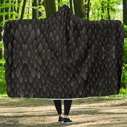 Snake Skin Black Print Hooded Blanket-JTAMIGO.COM