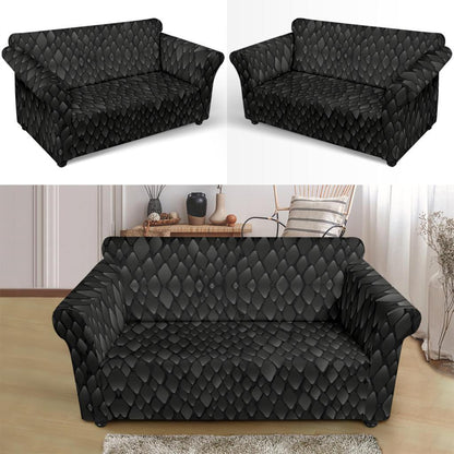 Snake Skin Black Print Loveseat Slipcover-JTAMIGO.COM