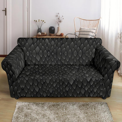 Snake Skin Black Print Loveseat Slipcover-JTAMIGO.COM
