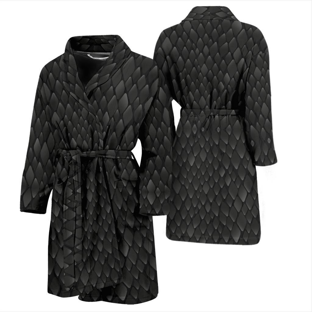 Snake Skin Black Print Men Bath Robe-JTAMIGO.COM