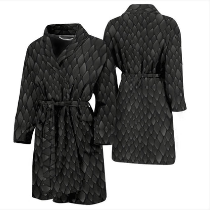 Snake Skin Black Print Men Bath Robe-JTAMIGO.COM