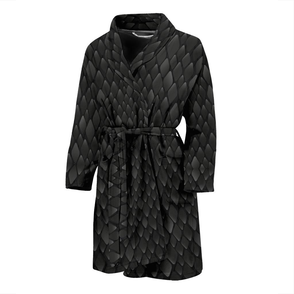 Snake Skin Black Print Men Bath Robe-JTAMIGO.COM