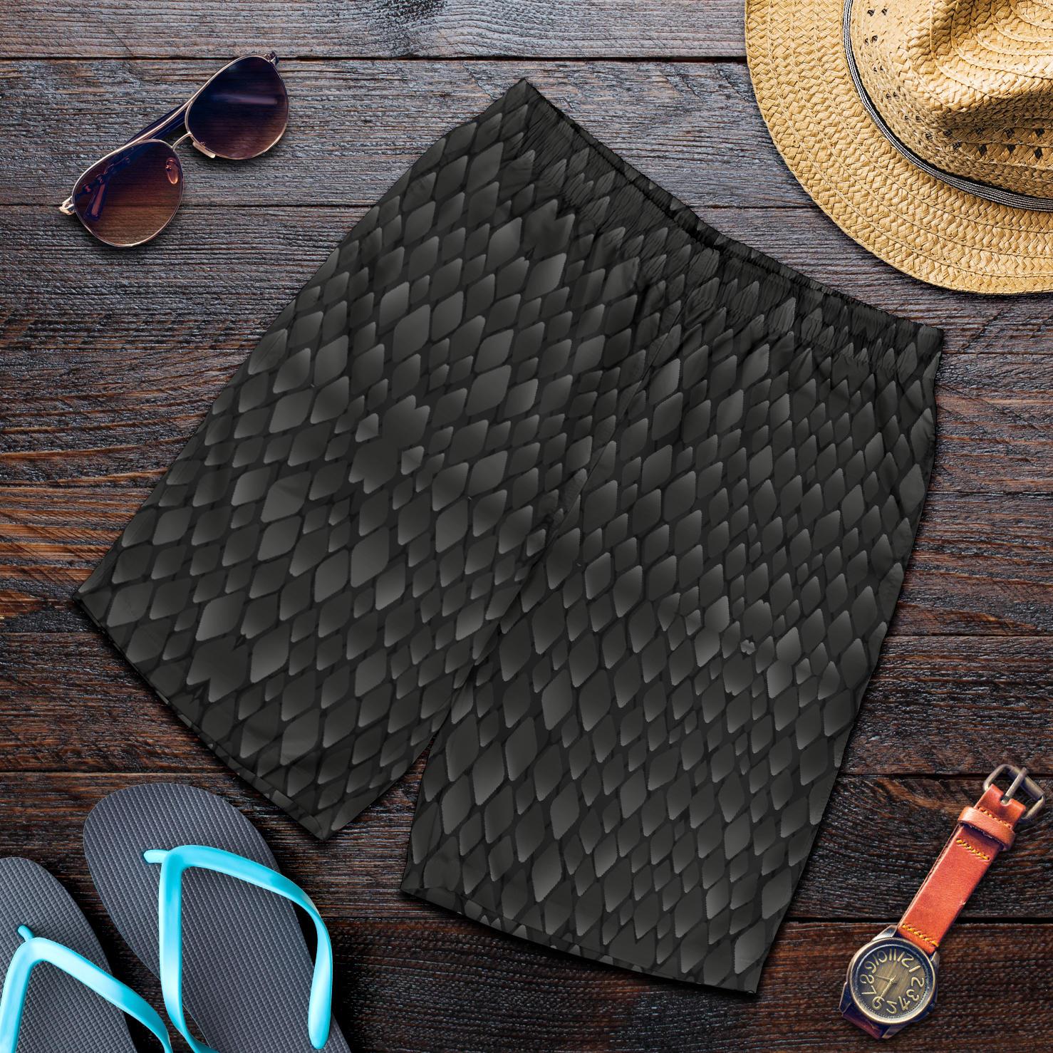 Snake Skin Black Print Mens Shorts-JTAMIGO.COM
