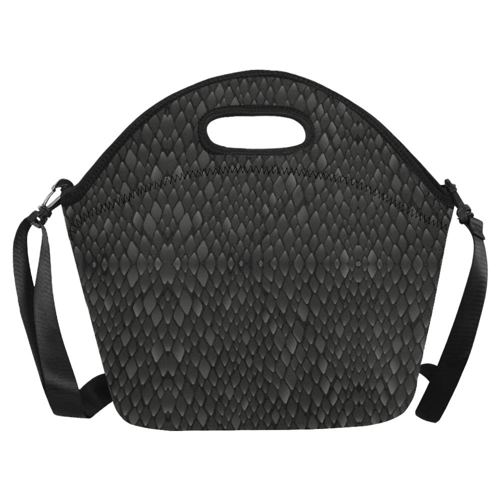 Snake Skin Black Print Neoprene Lunch Bag (Model 1669)(Large)-JTAMIGO.COM
