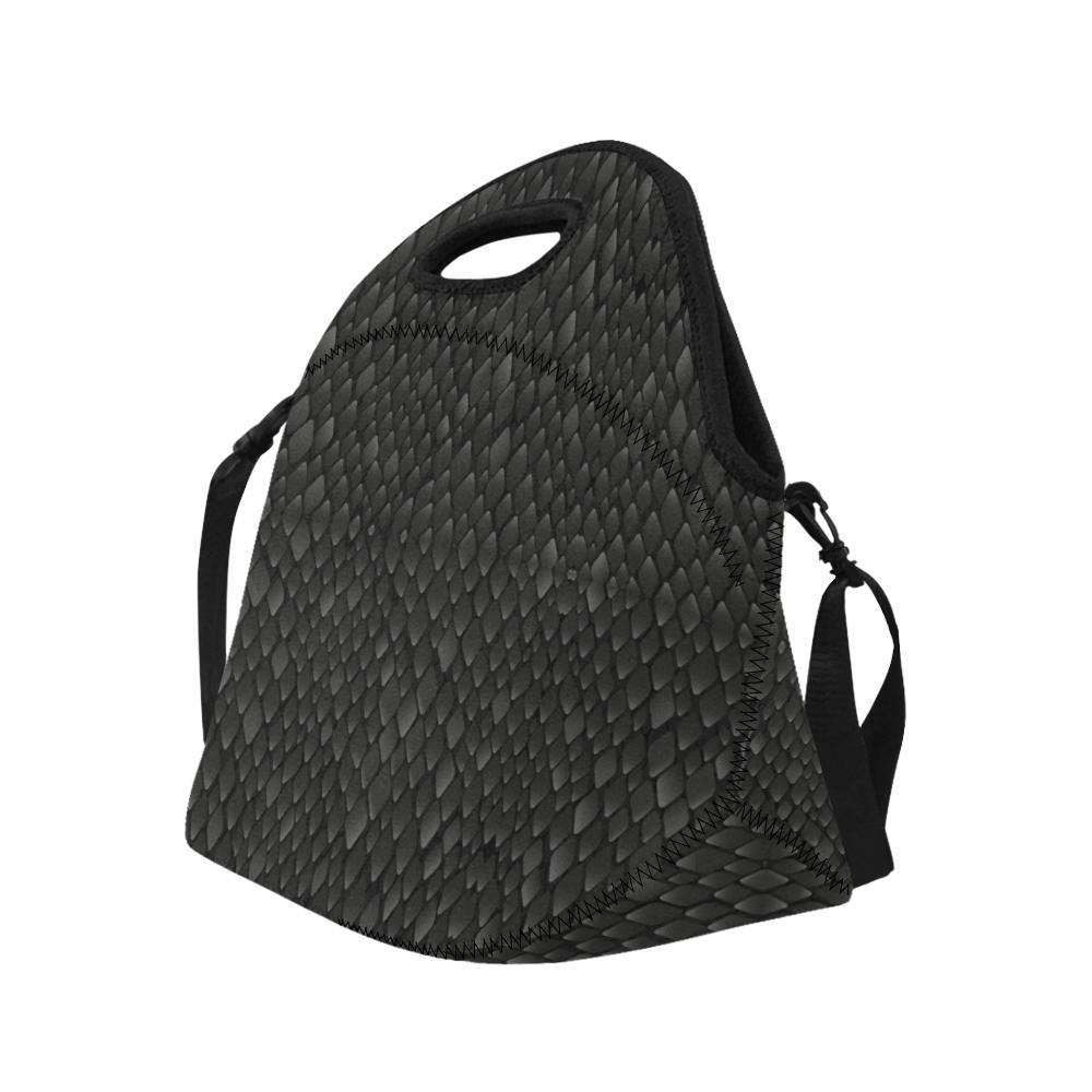 Snake Skin Black Print Neoprene Lunch Bag (Model 1669)(Large)-JTAMIGO.COM
