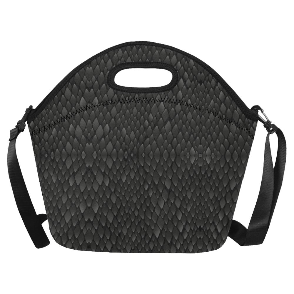 Snake Skin Black Print Neoprene Lunch Bag (Model 1669)(Large)-JTAMIGO.COM
