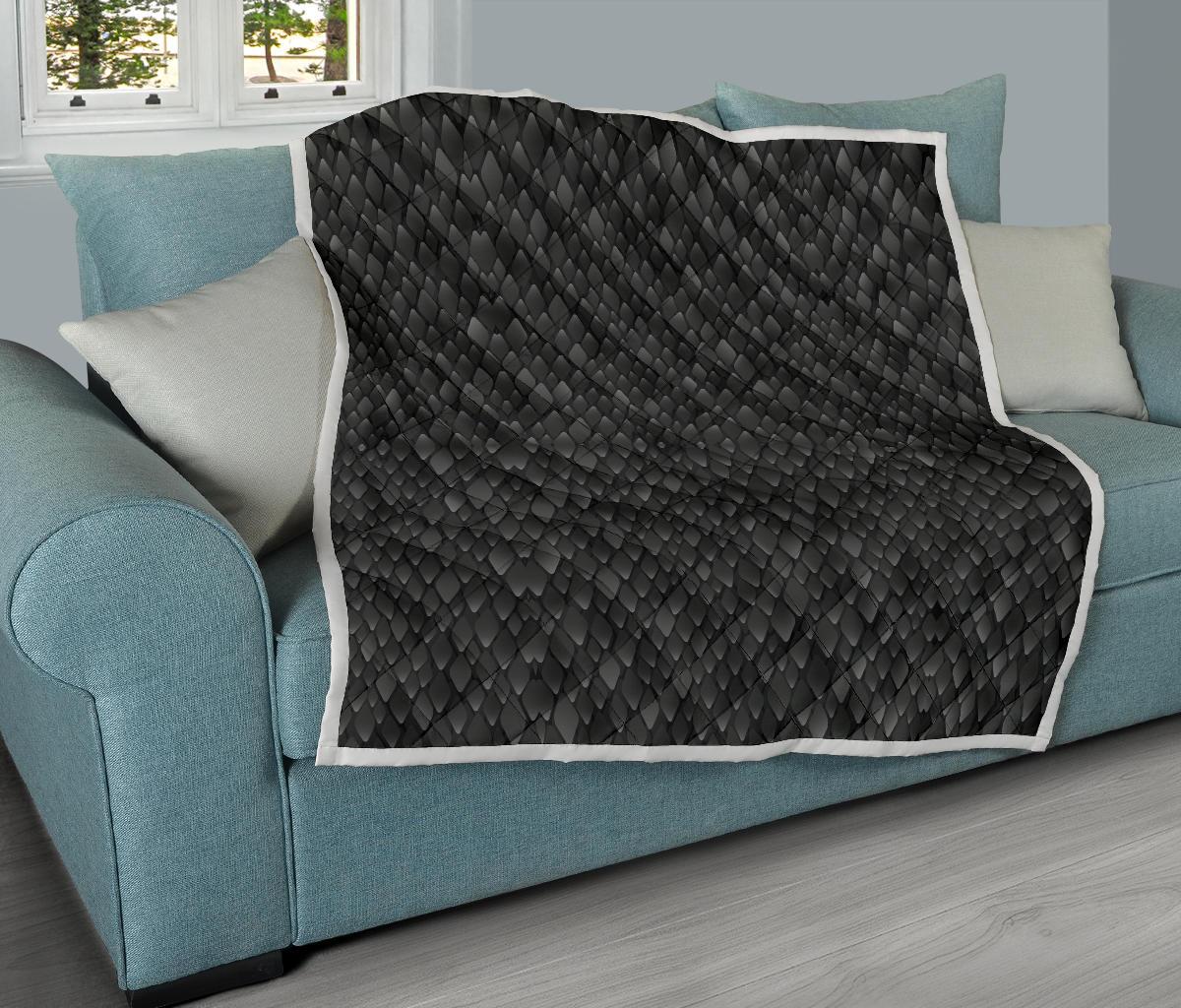 Snake Skin Black Print Premium Quilt-JTAMIGO.COM
