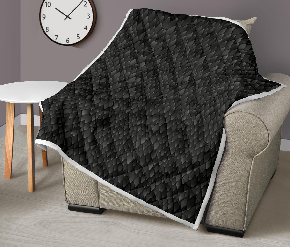 Snake Skin Black Print Premium Quilt-JTAMIGO.COM