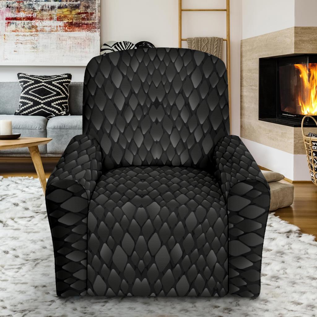 Snake Skin Black Print Single Sofa Slipcover -JTAMIGO.COM