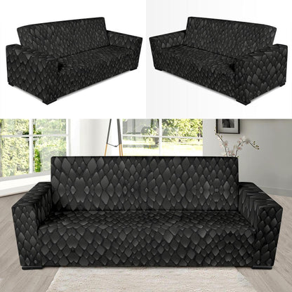 Snake Skin Black Print Sofa Slipcover-JTAMIGO.COM
