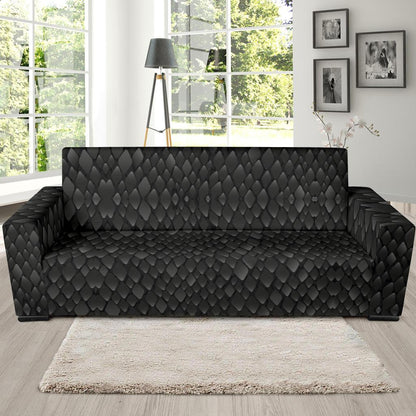 Snake Skin Black Print Sofa Slipcover-JTAMIGO.COM