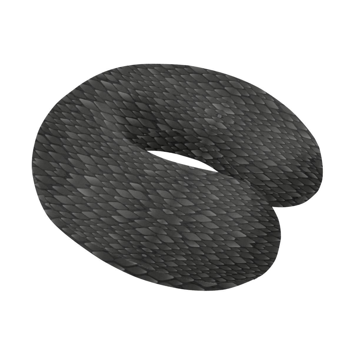 Snake Skin Black Print U-Shaped Travel Neck Pillow-JTAMIGO.COM