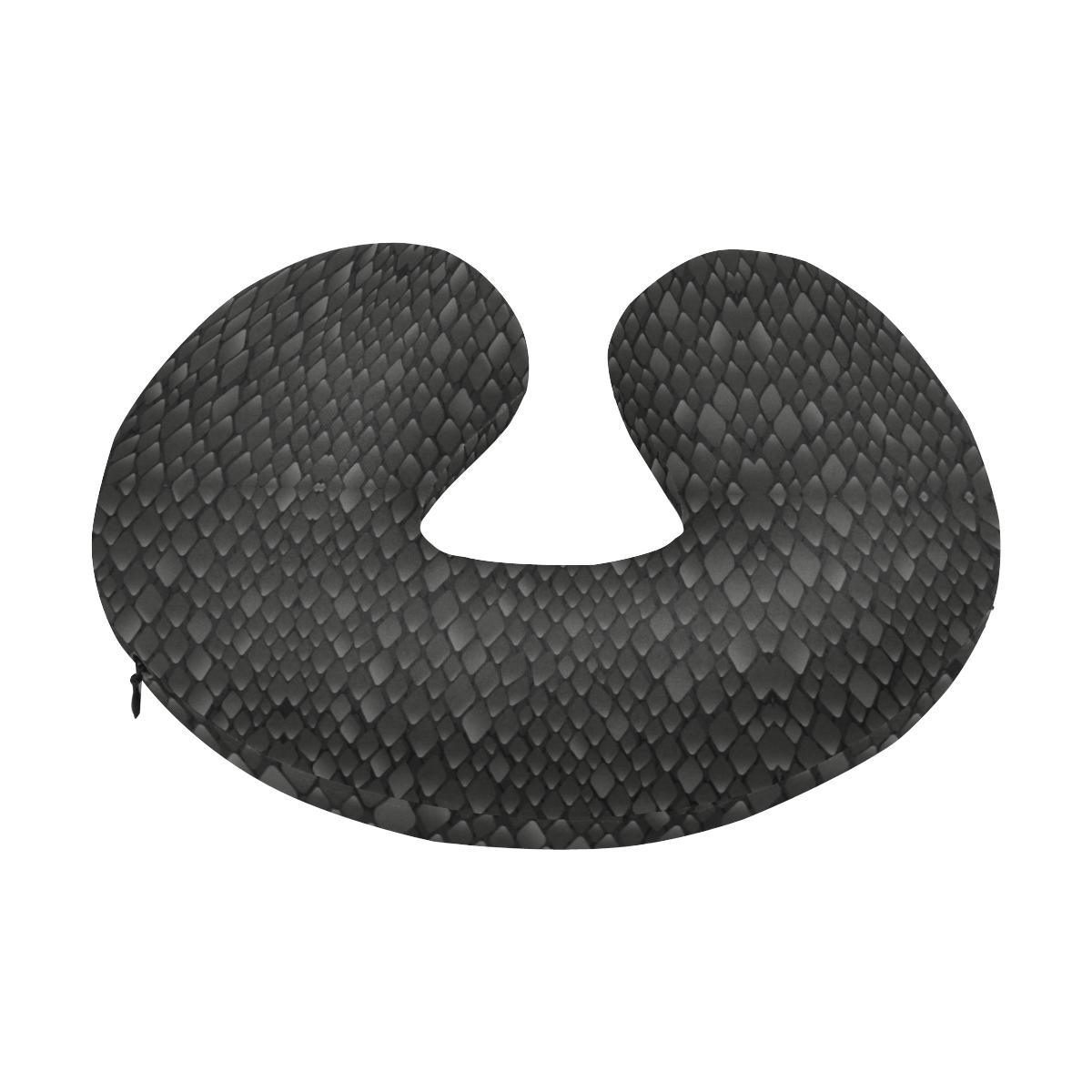Snake Skin Black Print U-Shaped Travel Neck Pillow-JTAMIGO.COM