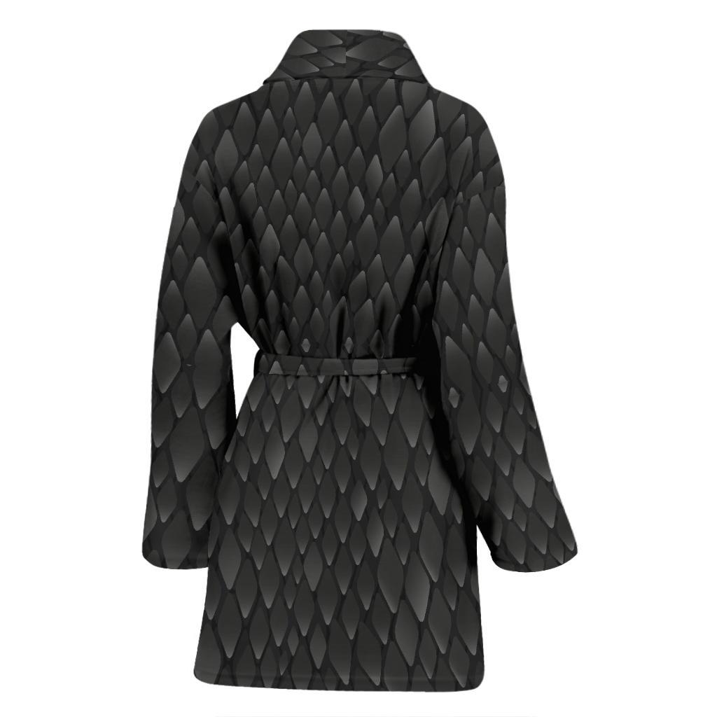 Snake Skin Black Print Women Bath Robe-JTAMIGO.COM