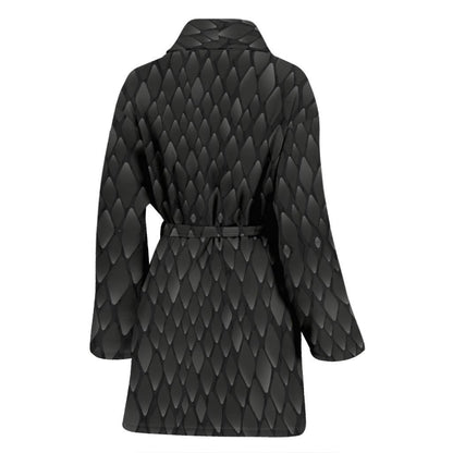 Snake Skin Black Print Women Bath Robe-JTAMIGO.COM