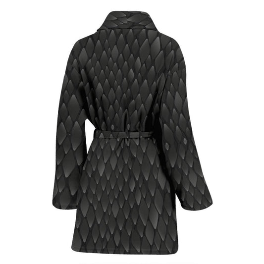 Snake Skin Black Print Women Bath Robe-JTAMIGO.COM