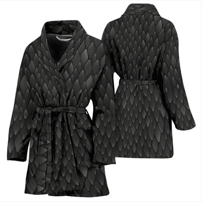 Snake Skin Black Print Women Bath Robe-JTAMIGO.COM