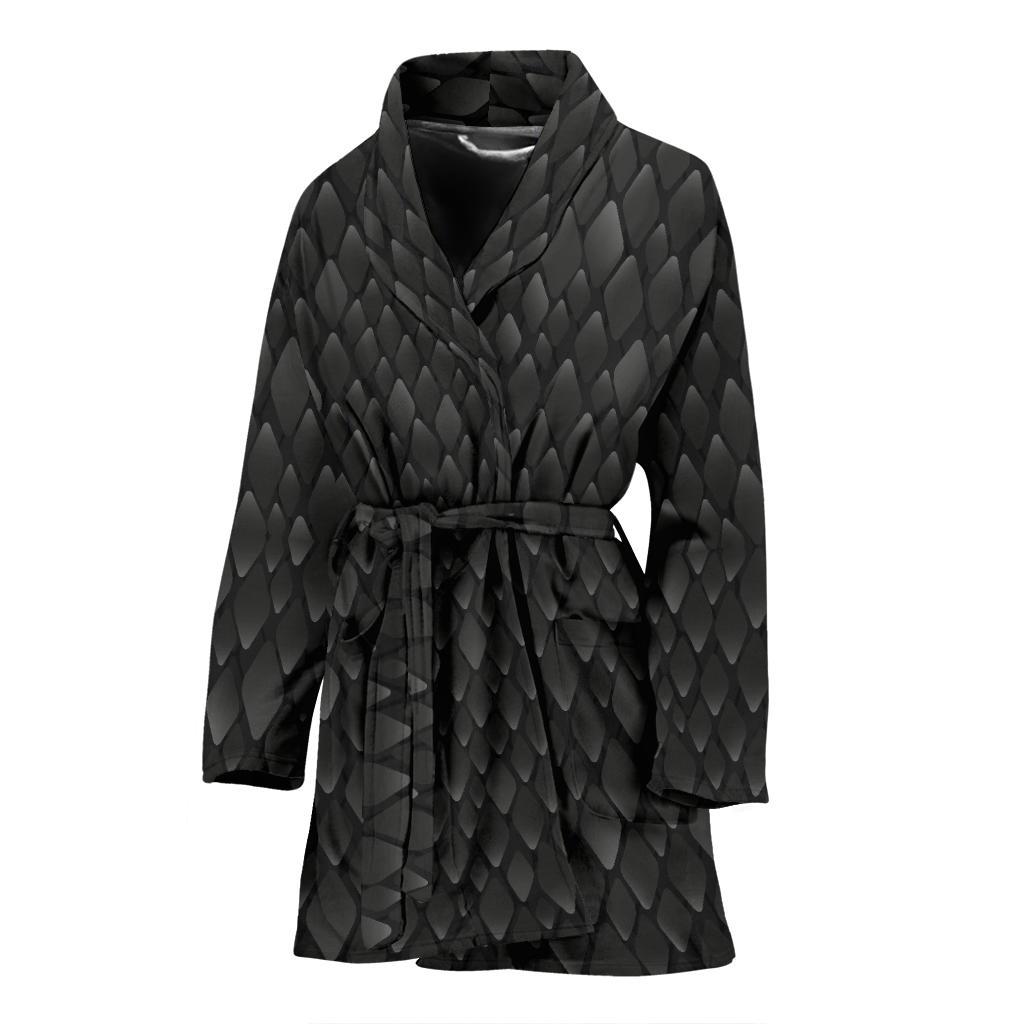 Snake Skin Black Print Women Bath Robe-JTAMIGO.COM