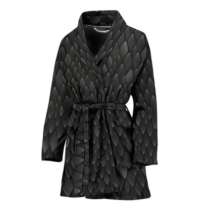 Snake Skin Black Print Women Bath Robe-JTAMIGO.COM