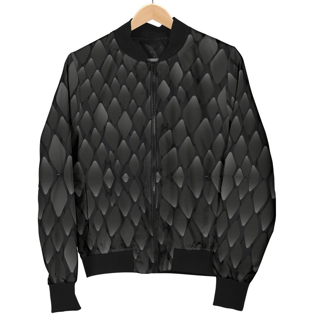Snake Skin Black Print Women Casual Bomber Jacket