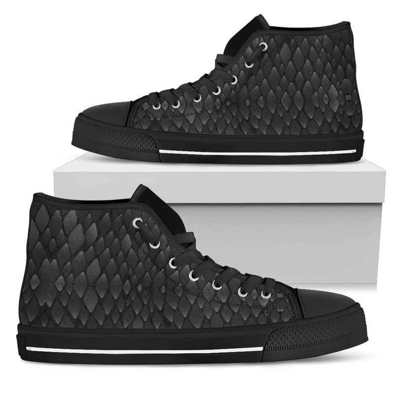 Snake Skin Black Print Women High Top Shoes