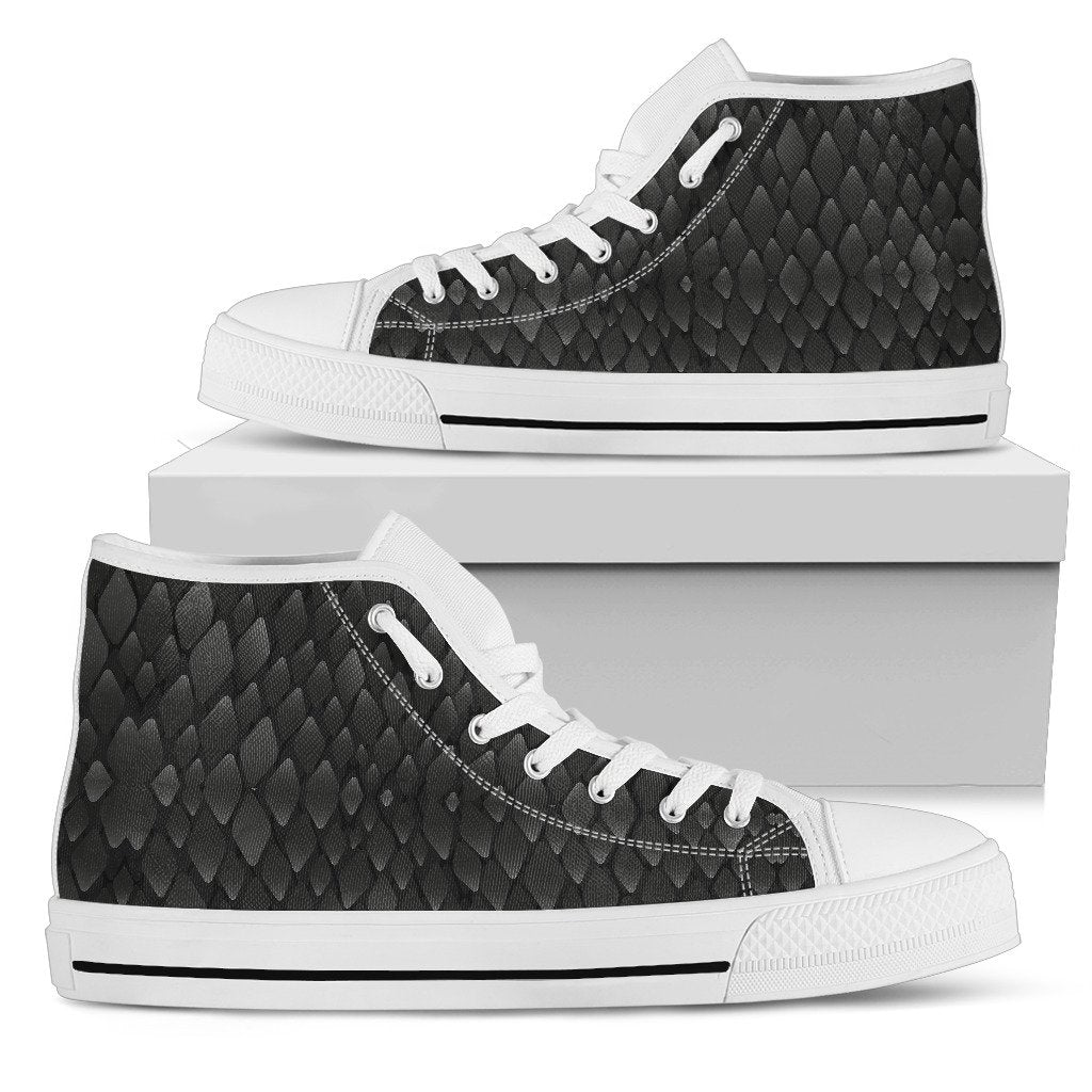 Snake Skin Black Print Women High Top Shoes