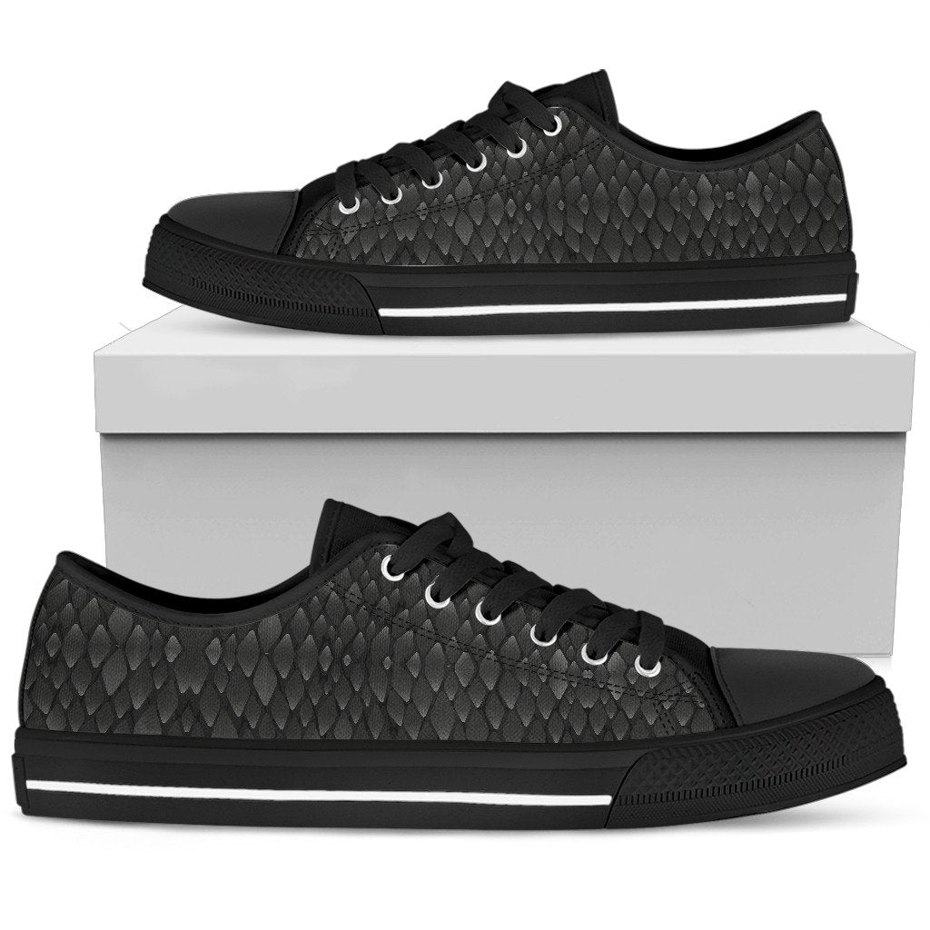 Snake Skin Black Print Women Low Top Shoes-JTAMIGO.COM
