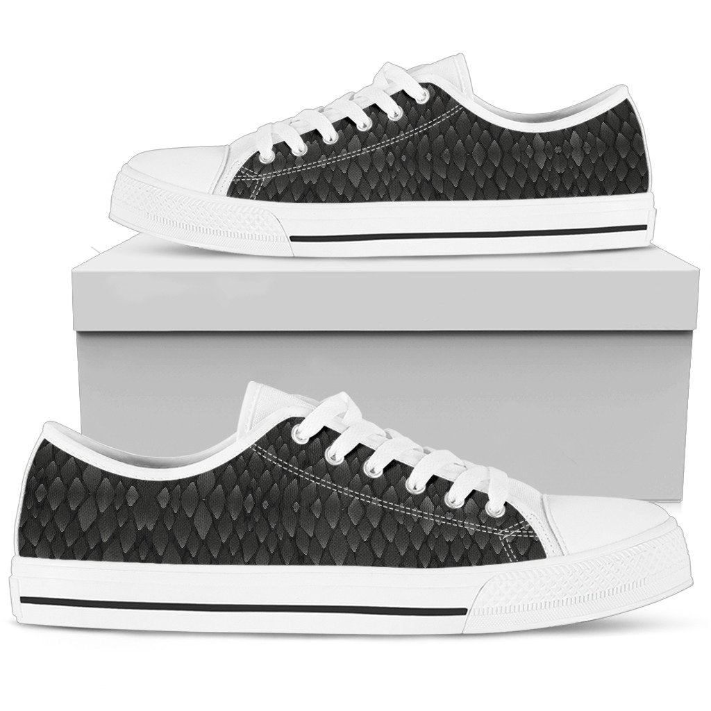 Snake Skin Black Print Women Low Top Shoes-JTAMIGO.COM