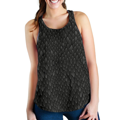 Snake Skin Black Print Women Racerback Tank Top