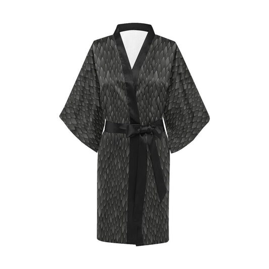 Snake Skin Black Print Women Short Kimono Robe