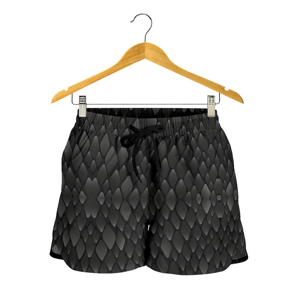 Snake Skin Black Print Women Shorts-JTAMIGO.COM