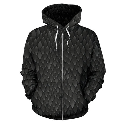Snake Skin Black Print Zip Up Hoodie