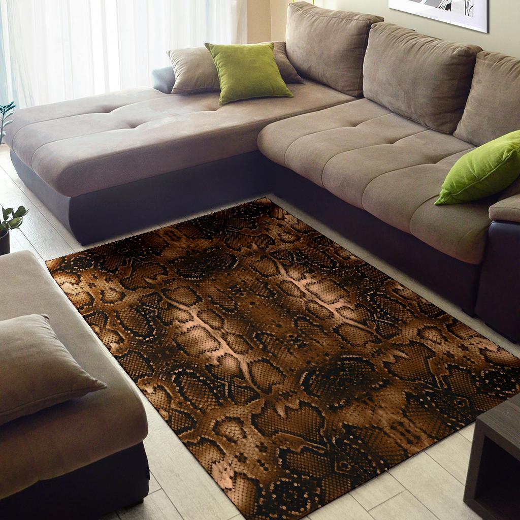 Snake Skin Brown Print Area Rugs-JTAMIGO.COM
