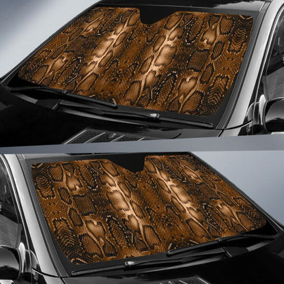 Snake Skin Brown Print Car Sun Shade For Windshield