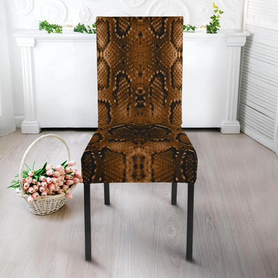 Snake Skin Brown Print Dining Chair Slipcover-JTAMIGO.COM