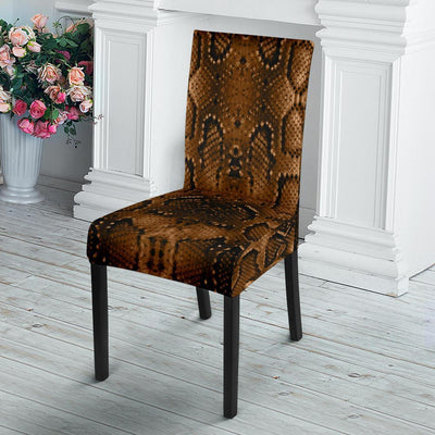 Snake Skin Brown Print Dining Chair Slipcover-JTAMIGO.COM