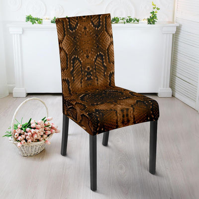 Snake Skin Brown Print Dining Chair Slipcover-JTAMIGO.COM