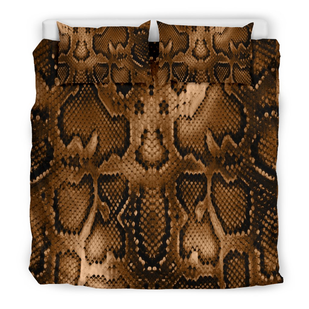 Snake Skin Brown Print Duvet Cover Bedding Set