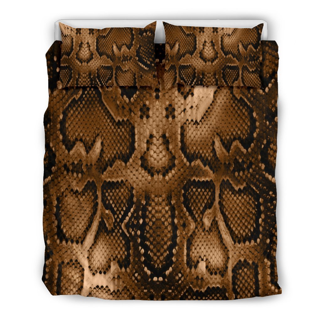 Snake Skin Brown Print Duvet Cover Bedding Set