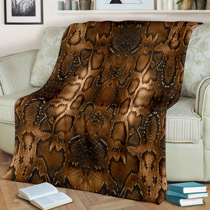 Snake Skin Brown Print Fleece Blanket