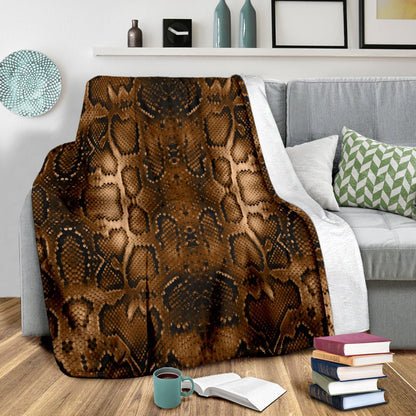 Snake Skin Brown Print Fleece Blanket