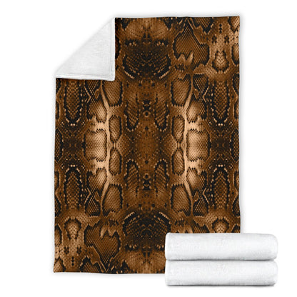 Snake Skin Brown Print Fleece Blanket