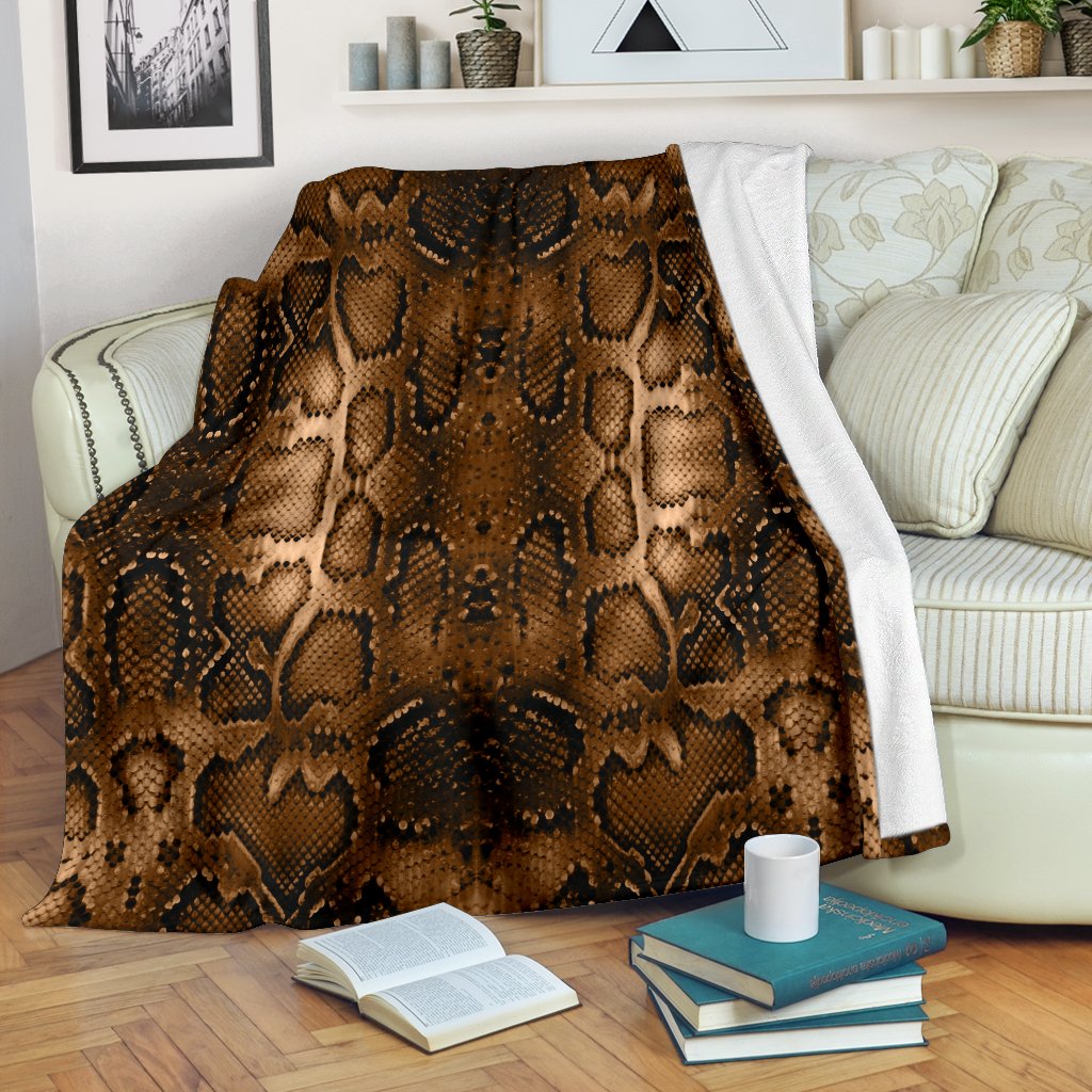 Snake Skin Brown Print Fleece Blanket
