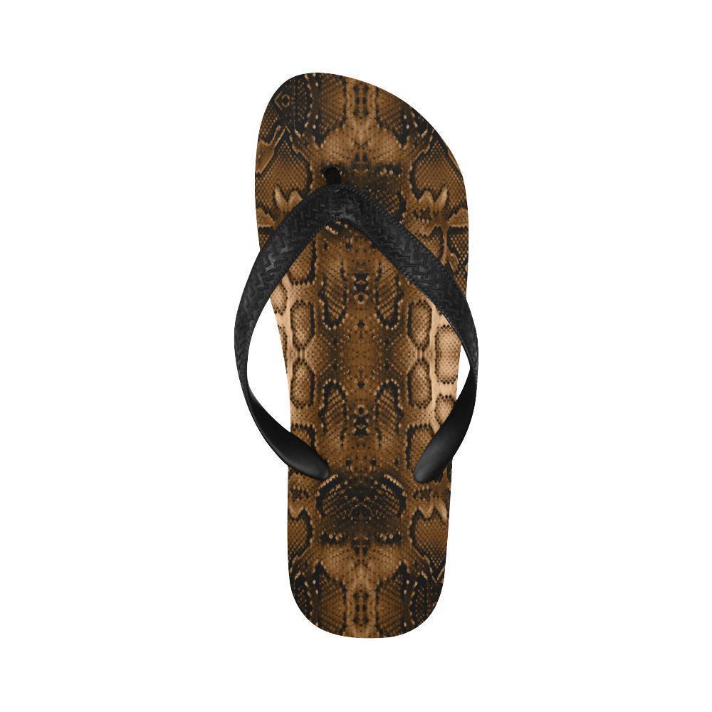 Snake Skin Brown Print Flip Flops-JTAMIGO.COM