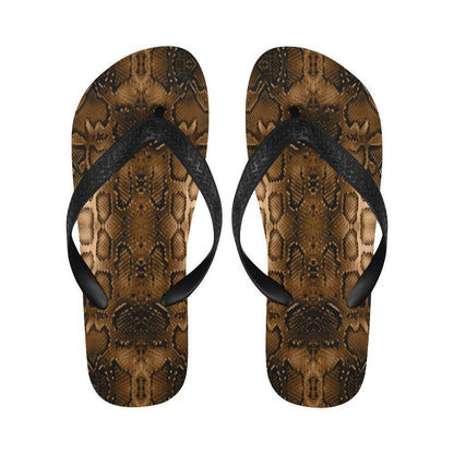 Snake Skin Brown Print Flip Flops-JTAMIGO.COM