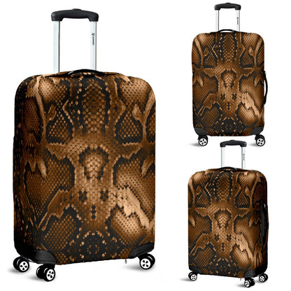 Snake Skin Brown Print Luggage Cover Protector