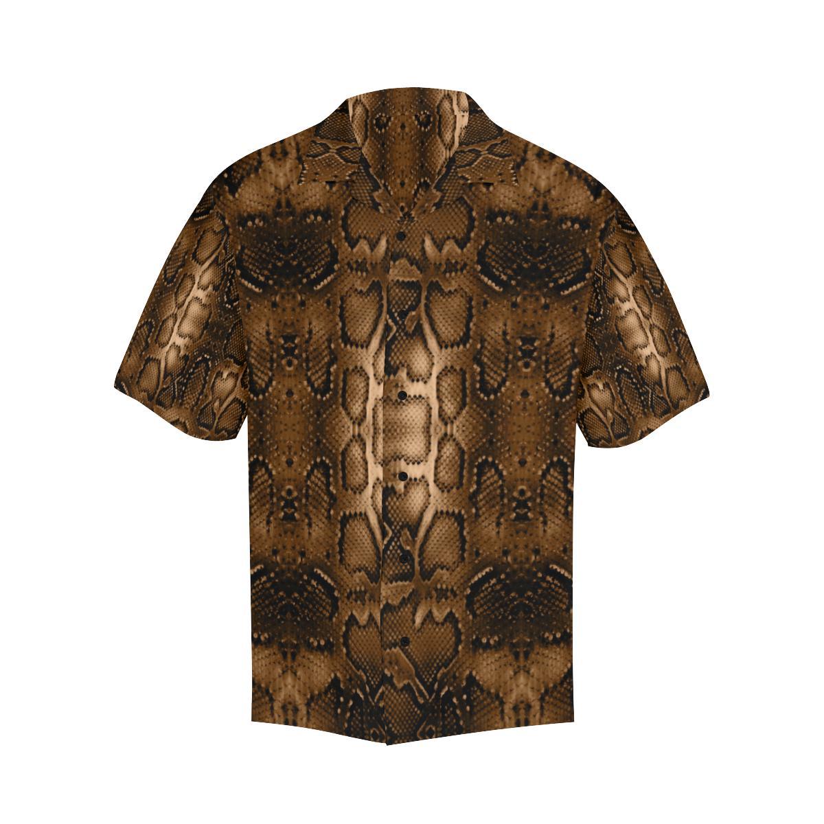 Snake Skin Brown Print Men Aloha Hawaiian Shirt